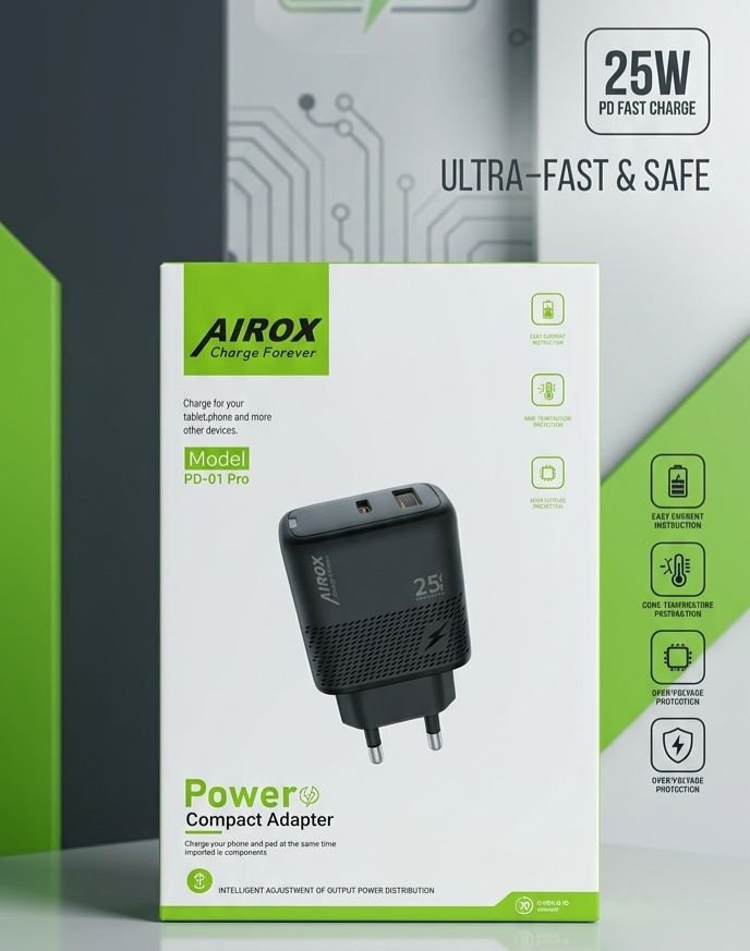 PD01 Pro 25w PD+USB Ultra Fast Adapter