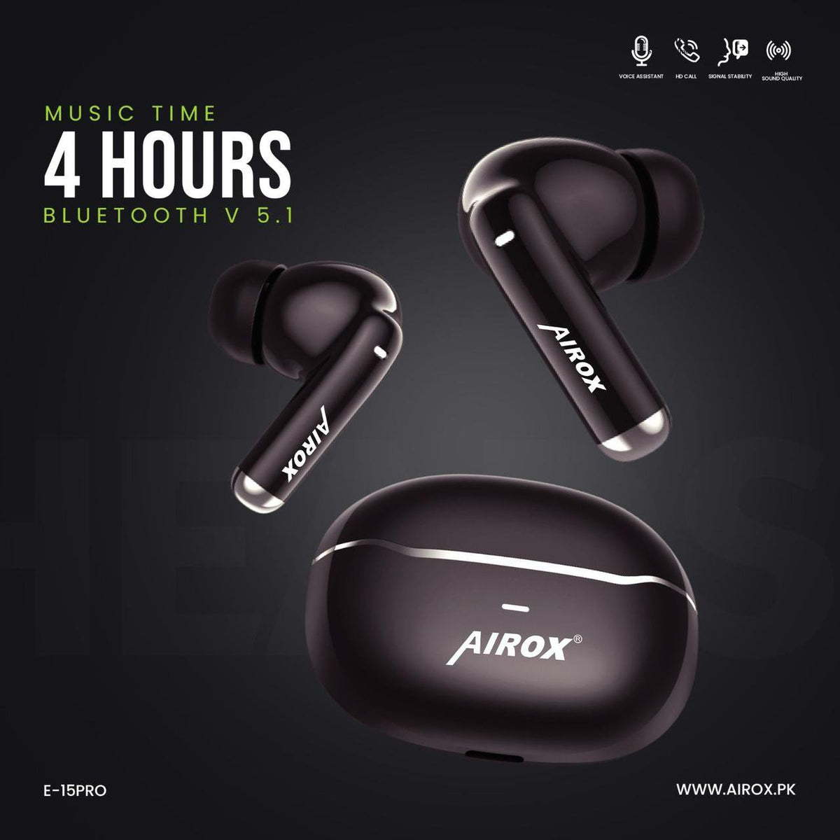 Airox E15 Pro Wireless Earbuds (ENC & Bluetooth 5.1)