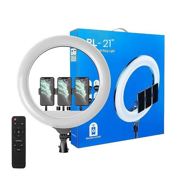 RL-21 Dimmable  53cm Jambo size  Led Soft Ring Light white 3 Phone Holder & Remote Control
