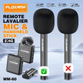 Plokama WM-60 Wireless Dual Microphone with Single Handheld Stick for Android & iPhone