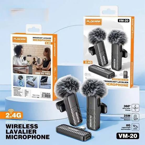 PLOKAMA VM20 Wireless Microphone – Lavalier Mic Set for Clear Audio