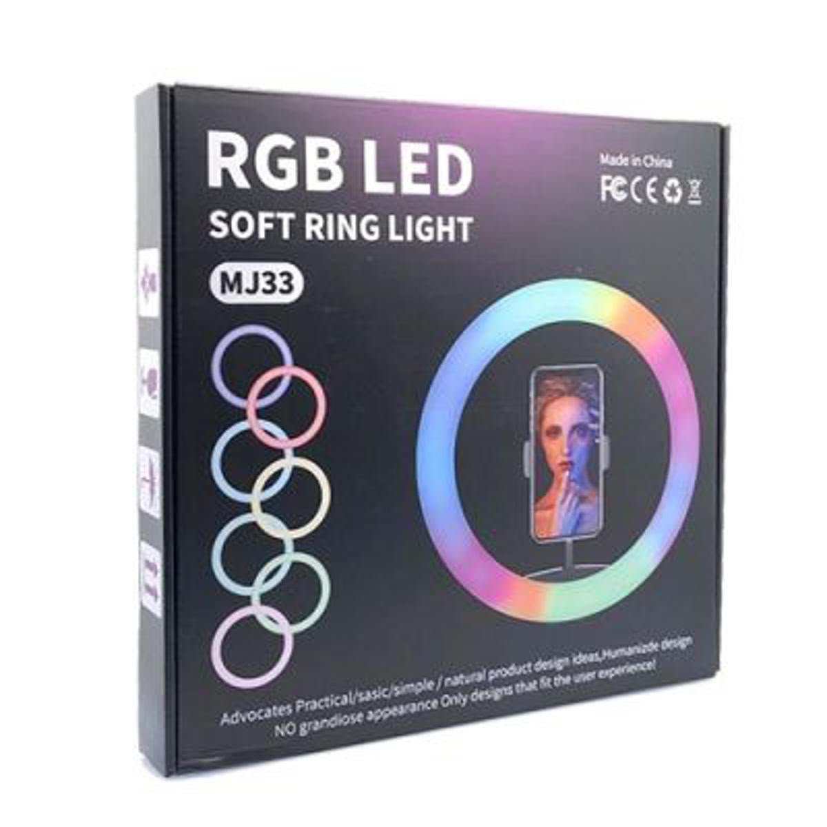 MJ33 RGB LED Soft Ring Light 33CM (13-Inch) With Phone Holder