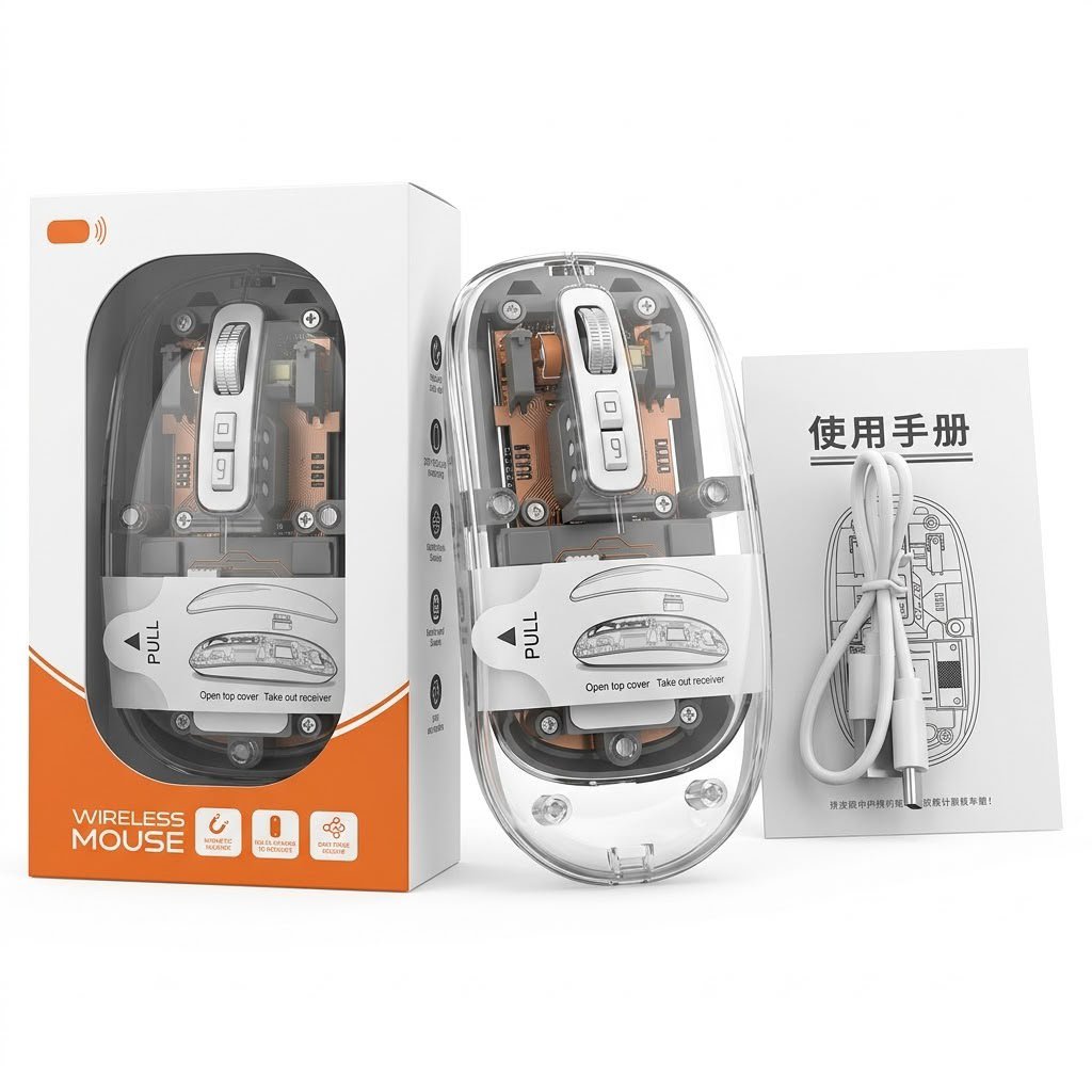 Transparent M-20 Wireless + Bluetooth Dual Mode Rechargeable Mouse