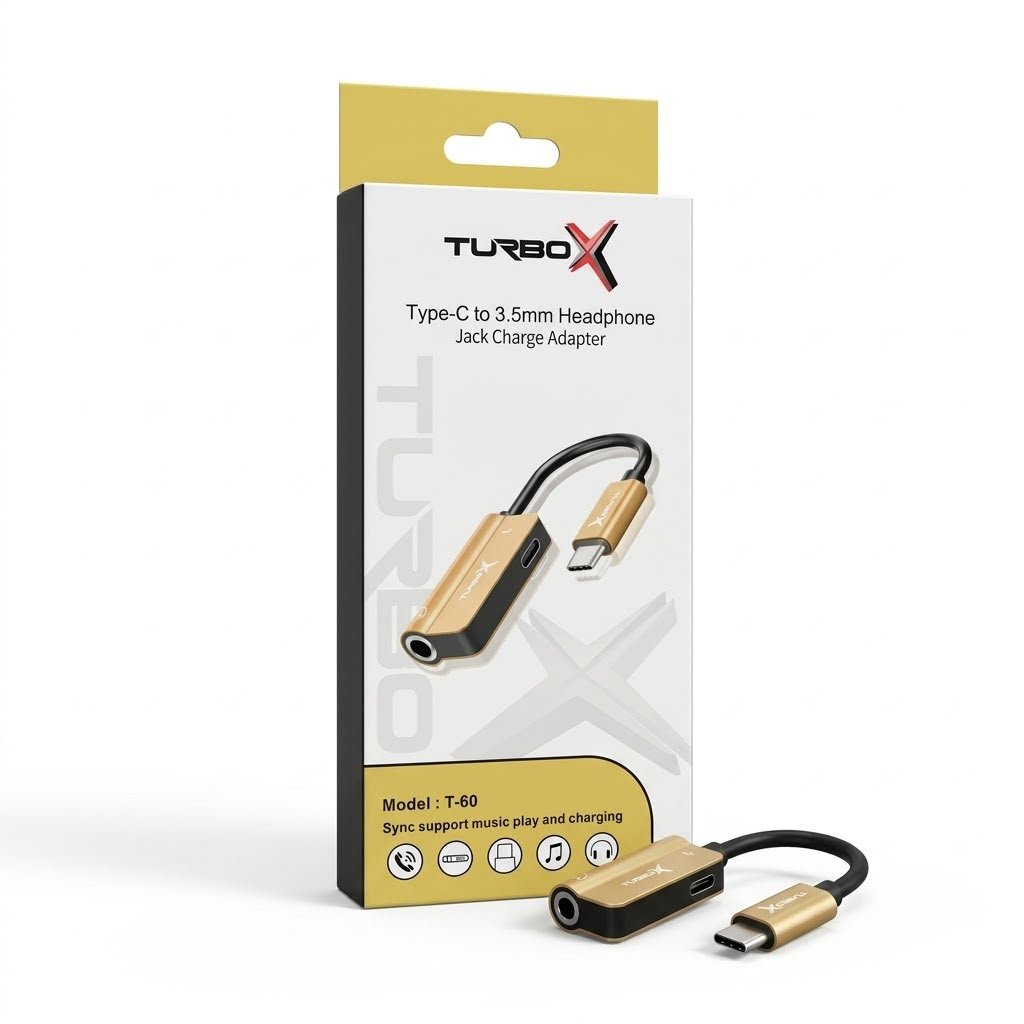TURBO X TYPE C TO 3.5MM HEADPHONE JACK CHARGE ADAPTER 2IN1 CONNECTOR