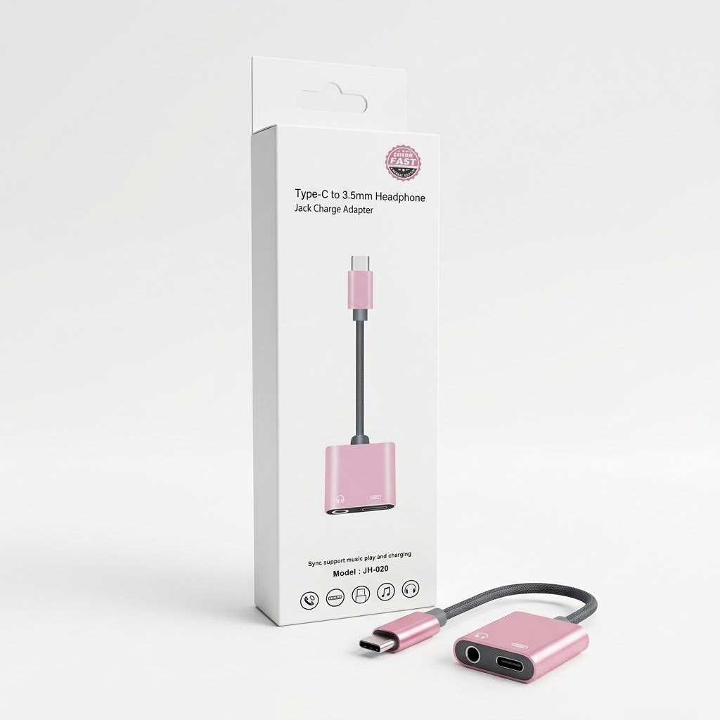 JH-020 TYPE C TO 3.5MM HEADPHONE JACK CHARGE ADAPTER 2IN1 CONNECTOR