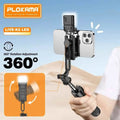 Plokama K5 LED Mini Selfie Stick  Bluetooth Tripod | 3-in-1 Selfie Stick with Remote & Spotlight | Portable & Adjustable