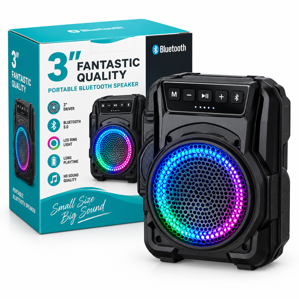3 inch Portable Bluetooth Speaker with LED Light