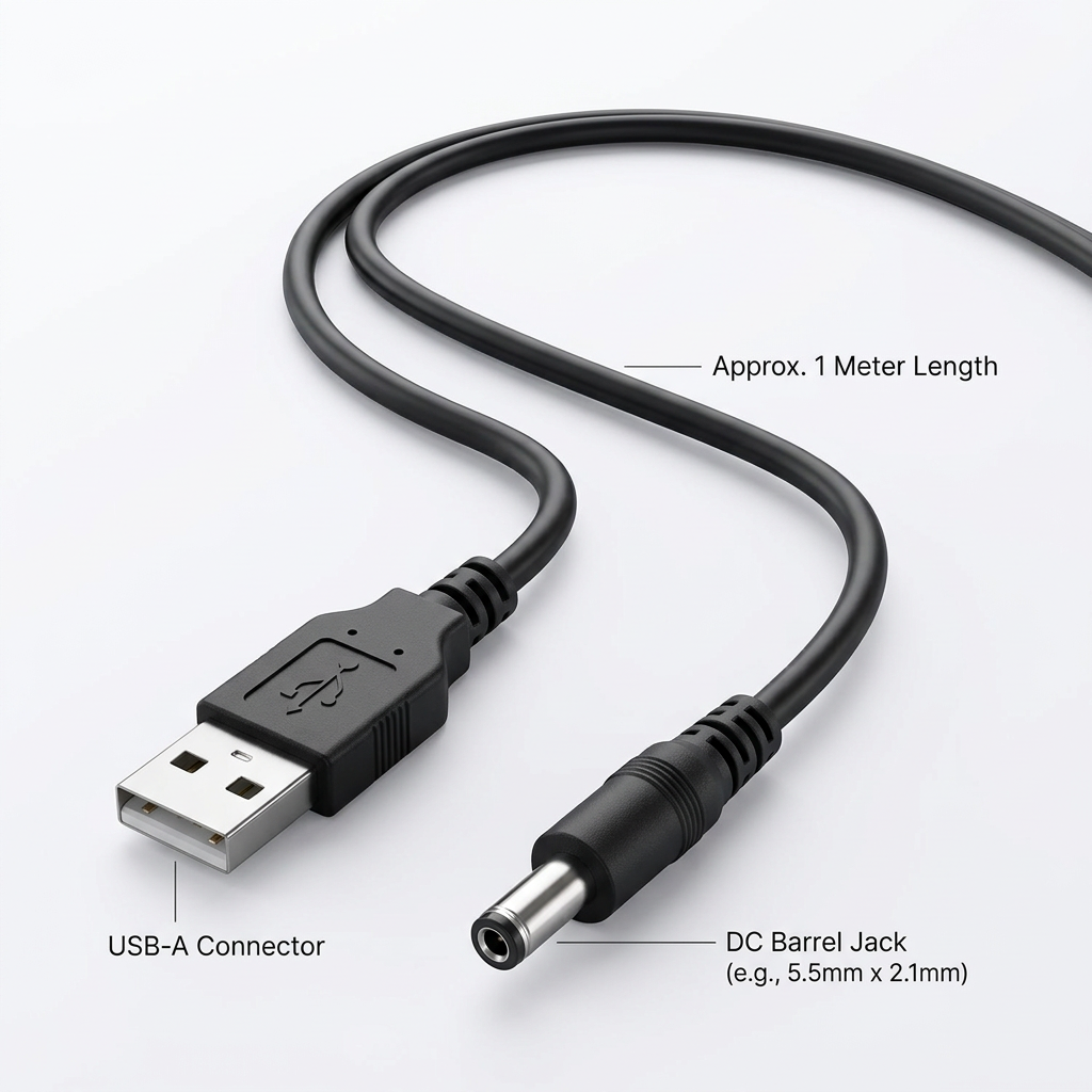 Power Boost Cable USB to DC - Full Cable Front View